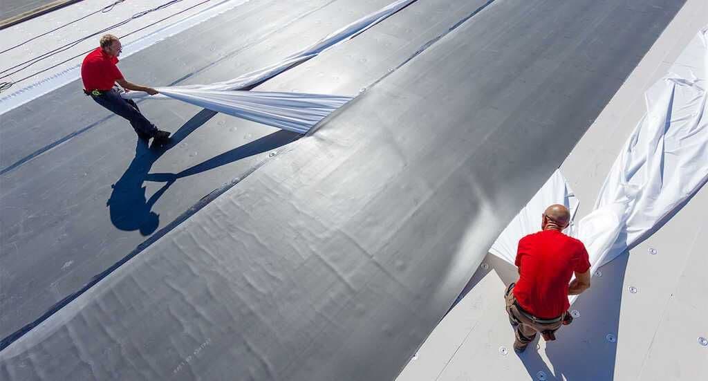 TPO membrane install on a Twin Cities commercial flat roof